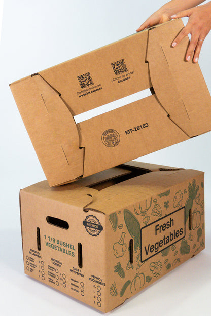 Caja agrícola ventilada 1 1/9 con impresión – 49.1 x 32.1 x 24.4 cm - KIT 25153